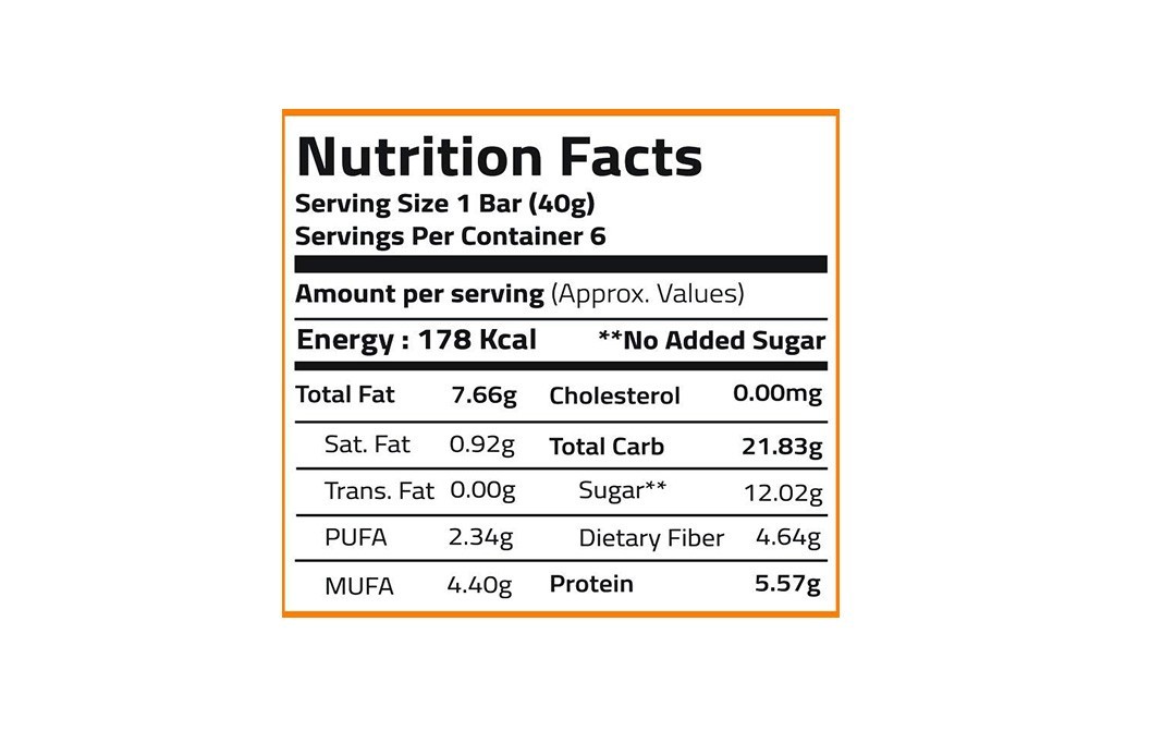 Eat Any Time Orange Health Bar With Dates, Almonds   Box  240 grams